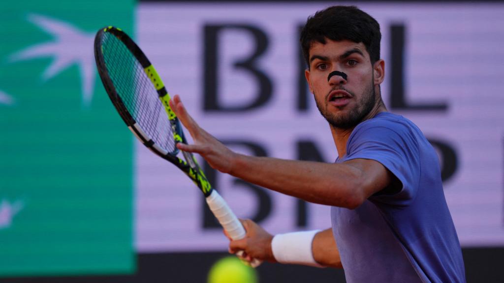 Carlos Alcaraz, durante la final del Masters 1.000 de Roma contra Sinner.