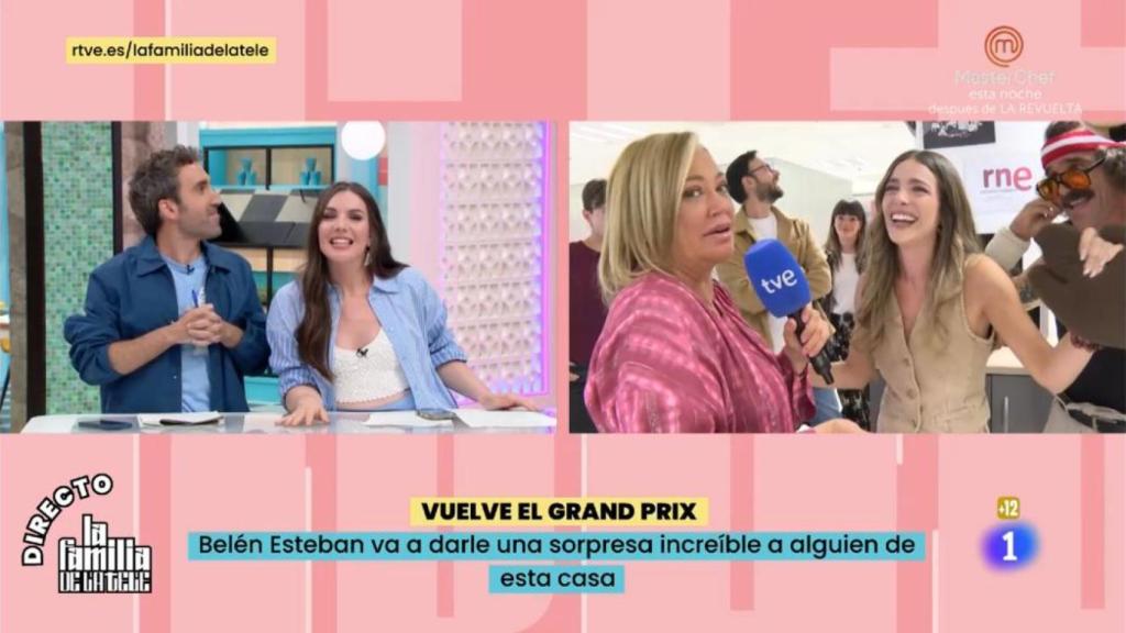 Ángela Fernández tras conocer la noticia en directo en 'La Familia de la Tele'.