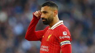 Salah se lamenta en una acción contra el Brighton.