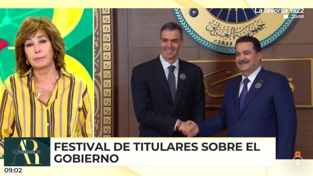 Ana Rosa se ha hecho eco de la asistencia de Sánchez a la cumbre anual de la Liga Árabe este sábado.