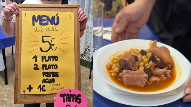 El menú y uno de los platos del bar.