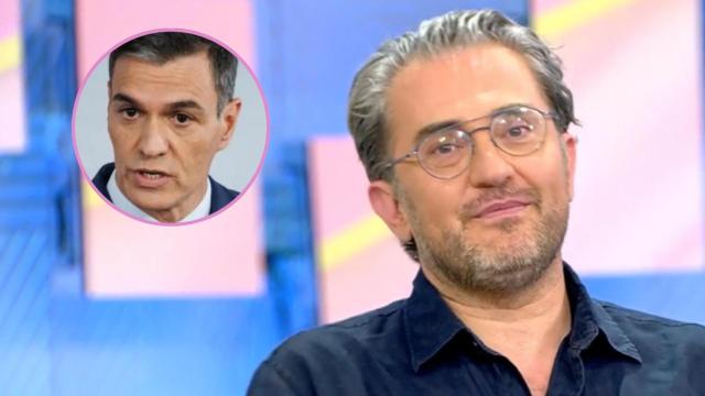 Pedro Sánchez en una rueda de prensa y Máximo Huerta en 'El programa de Ana Rosa'.
