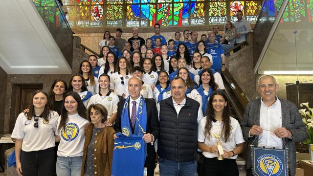 El alcalde de León, José Antonio Diez, durante la recepción del Olímpico de León ULE, este martes