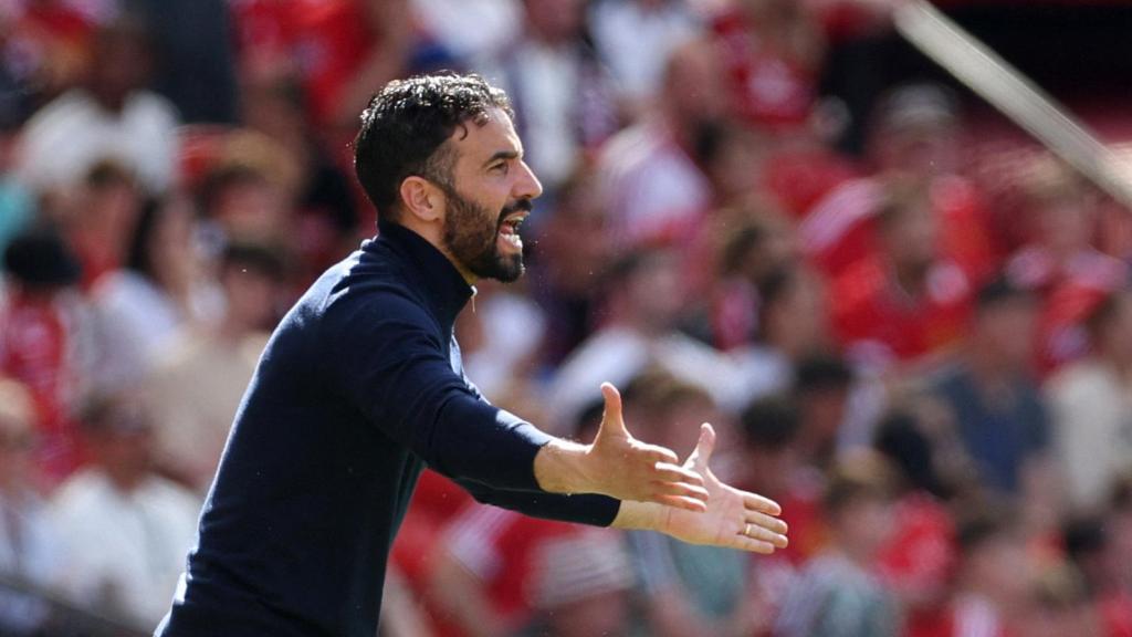 Rubén Amorim, durante un partido con el Manchester United.