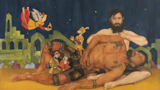 Bajo el cielo de Shiraz, de la serie de obras 'Sharok et Arthur', de Alireza Shojaian. Foto: Centre de la Vieille Charité