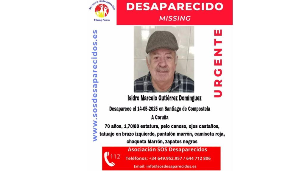 Buscan a un vecino de 70 años en Santiago desaparecido desde el pasado miércoles