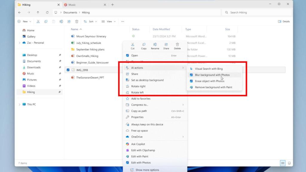 Nuevas AI Actions en Windows 11
