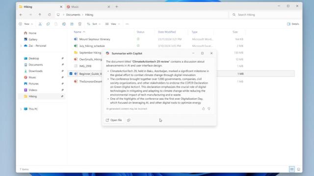Nuevas AI Actions de Windows 11