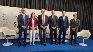 Los rectores de las seis universidades públicas de la Comunidad de Madrid (Complutense, Autónoma, Politécnica, Alcalá, Rey Juan Carlos y Carlos III) en el debate Desayunos Alcalá.
