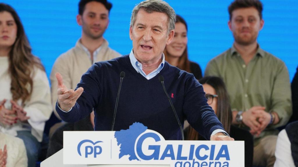 El presidente del PP, Alberto Núñez Feijóo, durante un acto en Galicia.