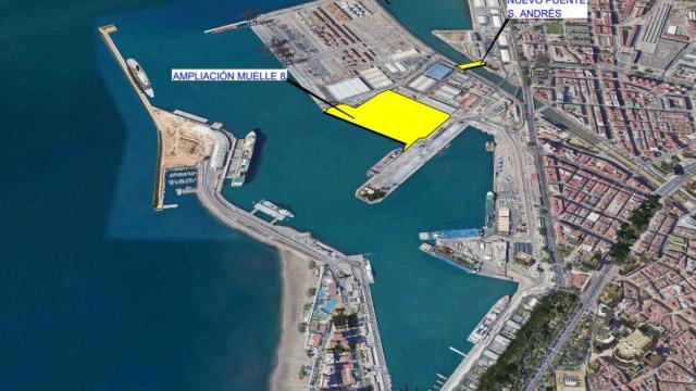 Imagen de la dimensión del nuevo desarrollo logístico previsto por el Puerto de Málaga.