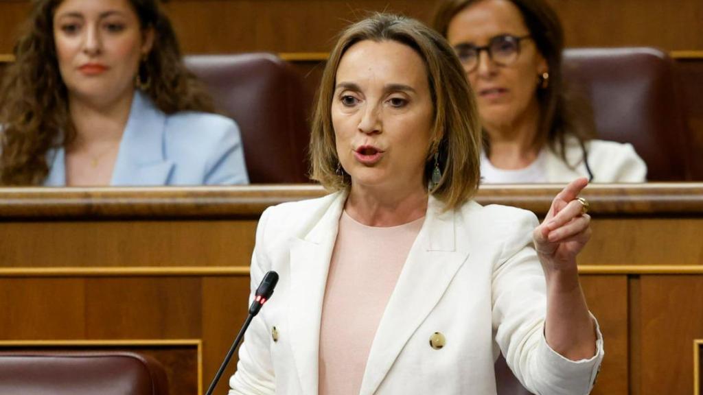La diputada del PP Cuca Gamarra junto a Feijóo, en la sesión de control al Gobierno de este miércoles.