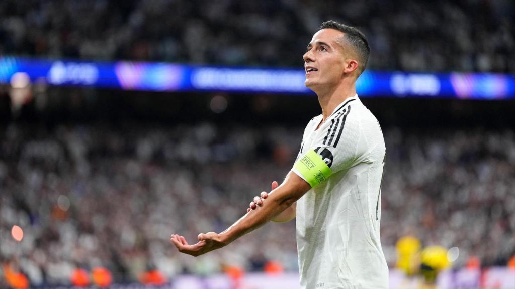 Lucas Vázquez celebra un gol con el Real Madrid