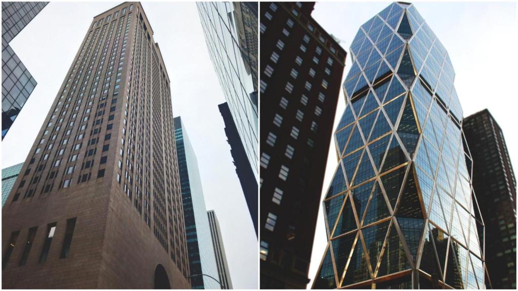 Rascacielos memorables de NY. De izquierda a derecha: arquitectos Philip Johnson y Norman Foster