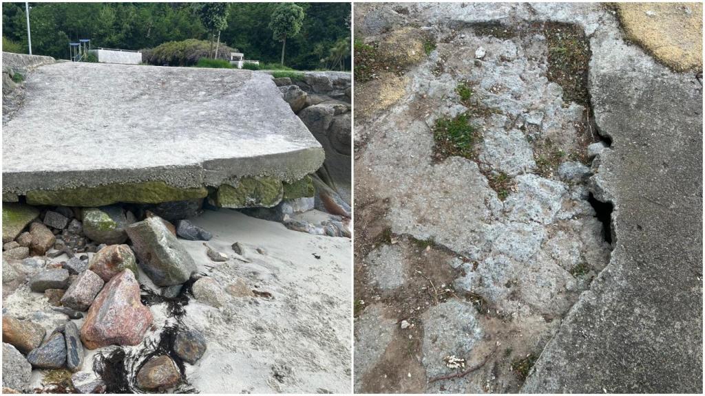 Vecinos del barrio vigués de Teis denuncian deficiencias es su arenal más importante a un mes de verano