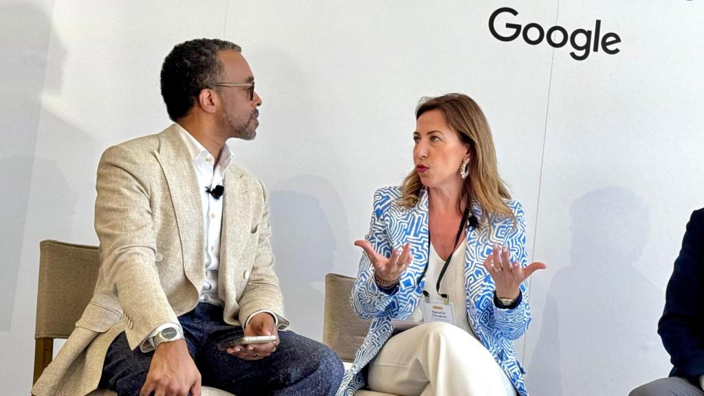 La alcaldesa de Zaragoza en su intervención en el Congreso global de Google celebrado en Estados Unidos.