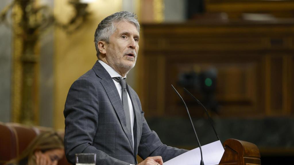 El ministro del Interior, Fernando Grande Marlaska, durante su comparecencia en el pleno del Congreso.