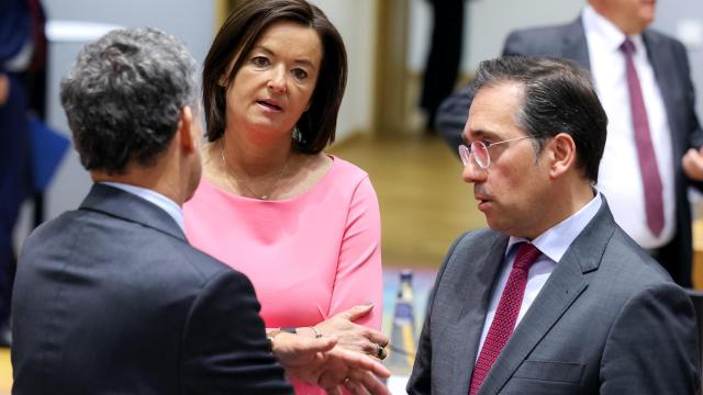 El ministro de Asuntos Exteriores, José Manuel Albares, durante una reunión en Bruselas