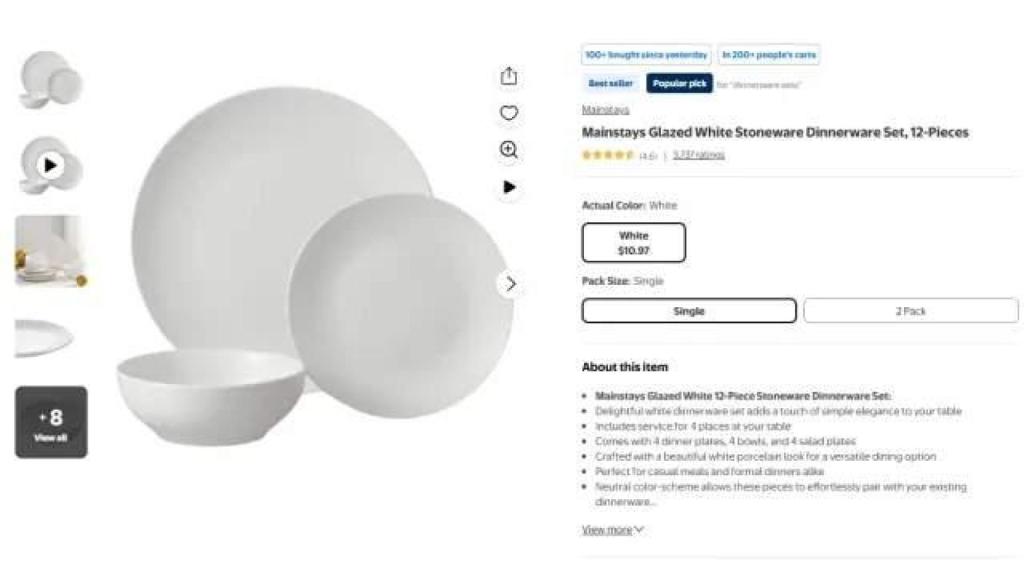 La vajilla Mainstays que es furor en Walmart