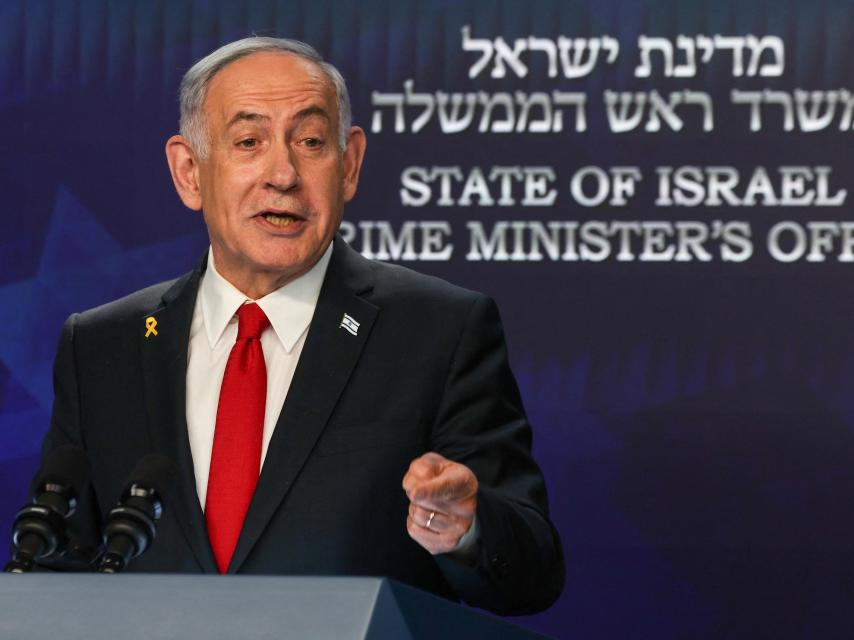 El primer ministro israelí, Benjamin Netanyahu, habla durante una conferencia de prensa en Jerusalén, el 21 de mayo de 2025.