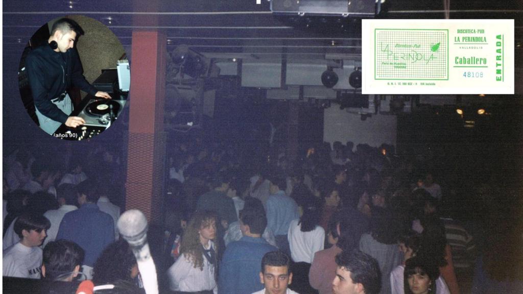 Imagen de La Perindola en los años 90 con Paco DVT arriba en la cábina de música