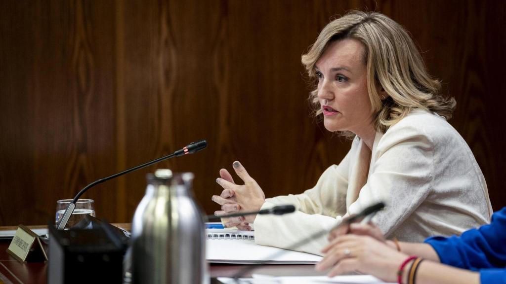 La ministra de Educación, Pilar Alegría, este jueves ante la comisión del Senado sobre el caso Koldo.