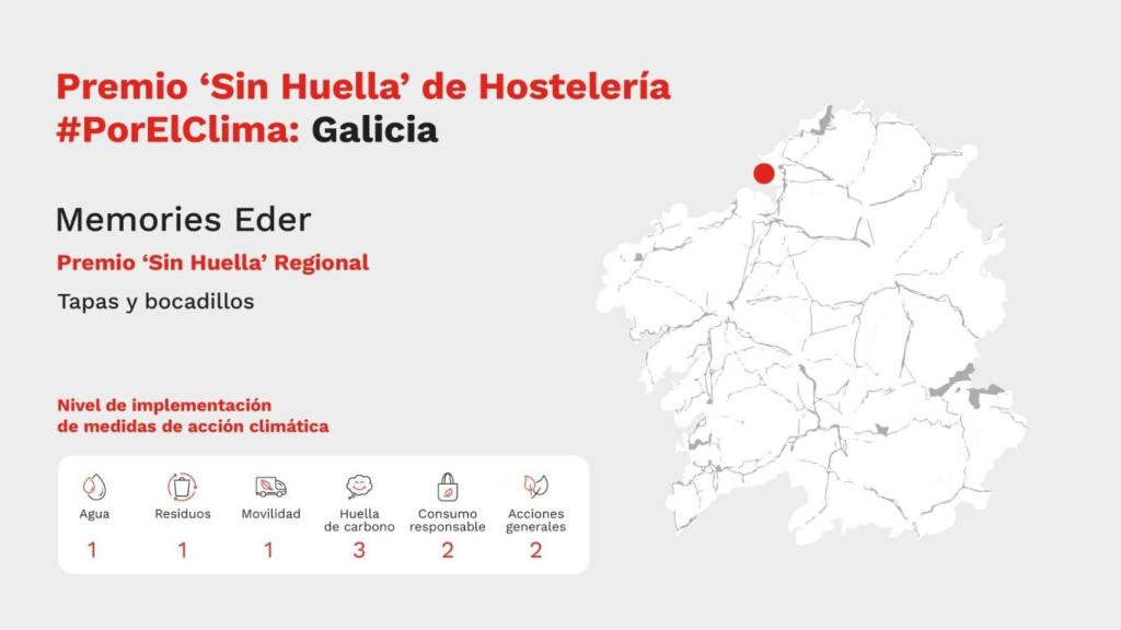 Los Premios Sin Huella de Coca-Cola reconocen la acción climática de un restaurante de Ferrol.