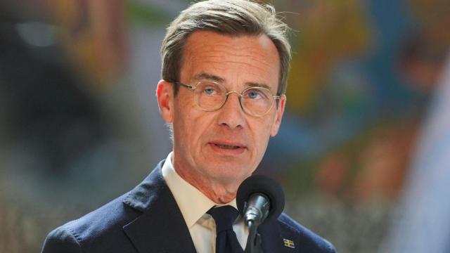El primer ministro de Suecia, Ulf Kristersson, en una reunión de la Fuerza Expedicionaria Conjunta de Oslo.