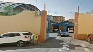 Entrada al parking Las Delicias, en el Centro de Málaga.