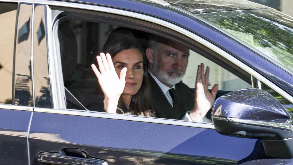 Felipe VI y Letizia llegando a la misa, este jueves, 22 de mayo.