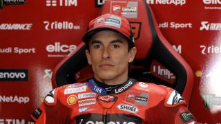 Marc Márquez, en el box de Ducati