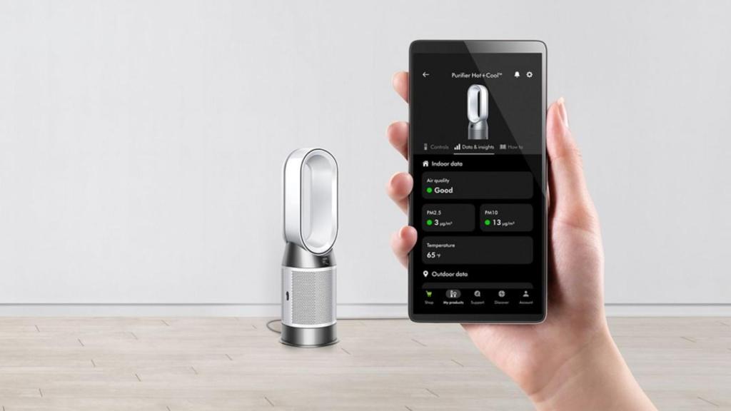 El purificador Dyson Purifier Hot+Cool HP1 y su app para móviles.