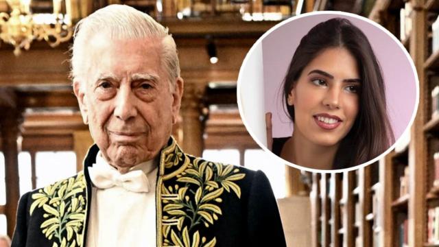 Mario Vargas Llosa junto a su nieta Josefina en un fotomontaje de EL ESPAÑOL.