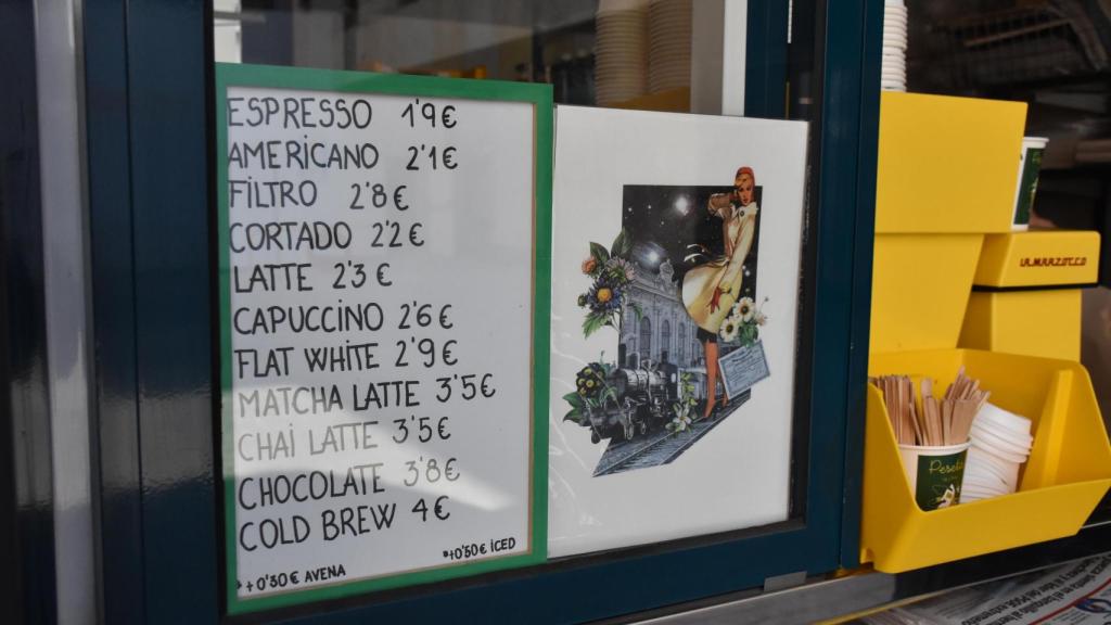 Imagen de los precios de los cafés