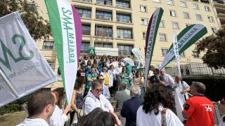 Concentración de médicos de Málaga este viernes.