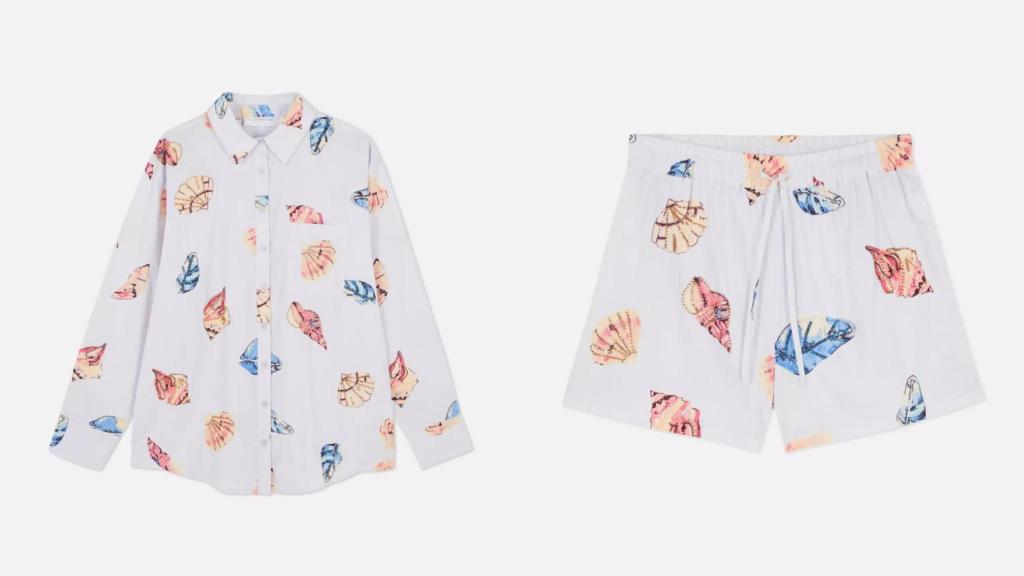 Camisa con botones y pantalones de conchas de Paula Echevarría.