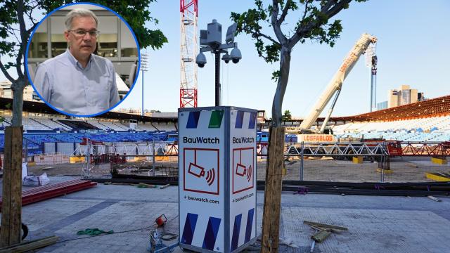 Fernando Martínez, con las obras en La Romareda.