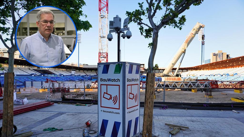 Fernando Martínez, con las obras en La Romareda.
