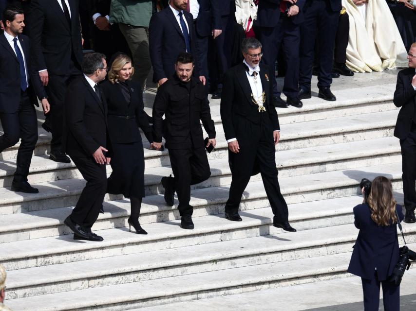 El presidente de Ucrania, a su llegada a la misa inaugural del papa León XIV.