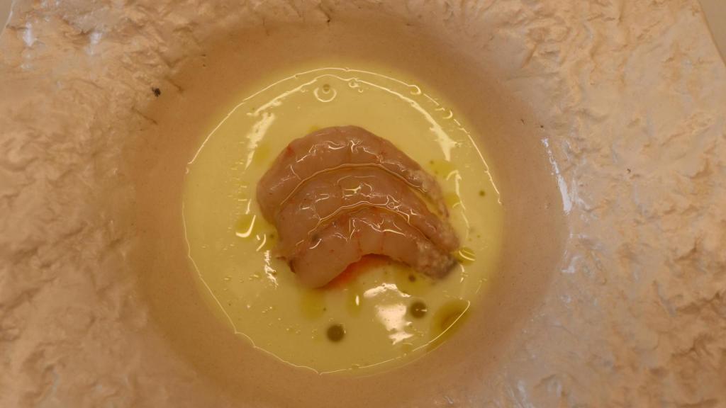 Salpicón de mejillón, pulpo y gamba blanca curada en agua de mar