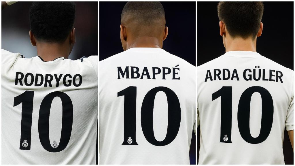 Recreación con IA de Rodrygo, Mbappé y Arda Güler con el '10' de Modric