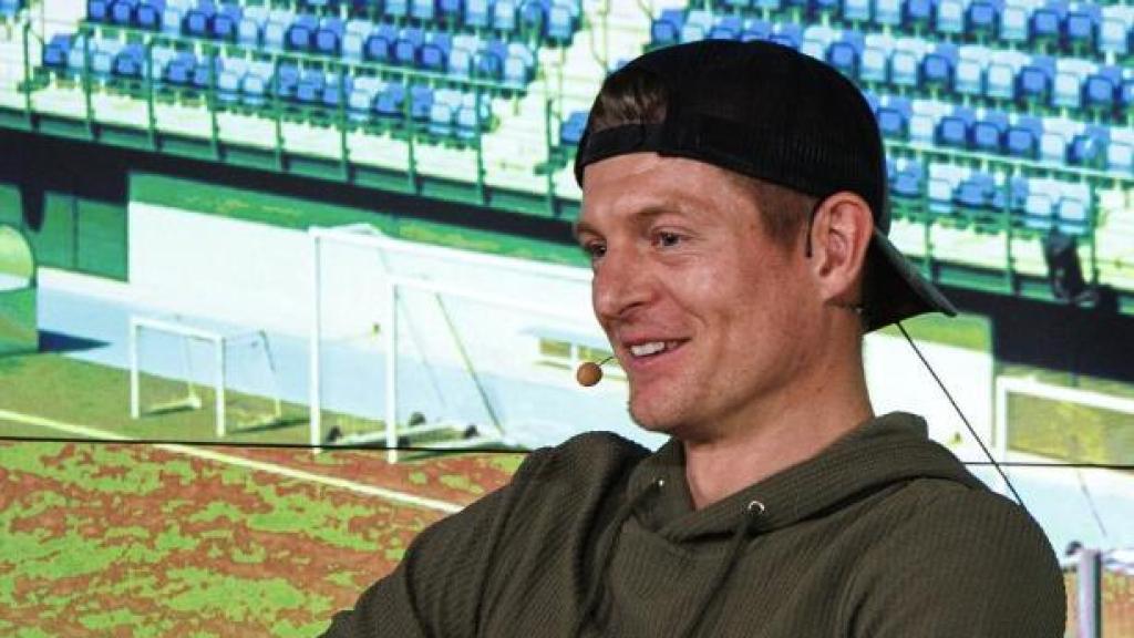 Toni Kroos, durante una charla en un acto del Real Madrid