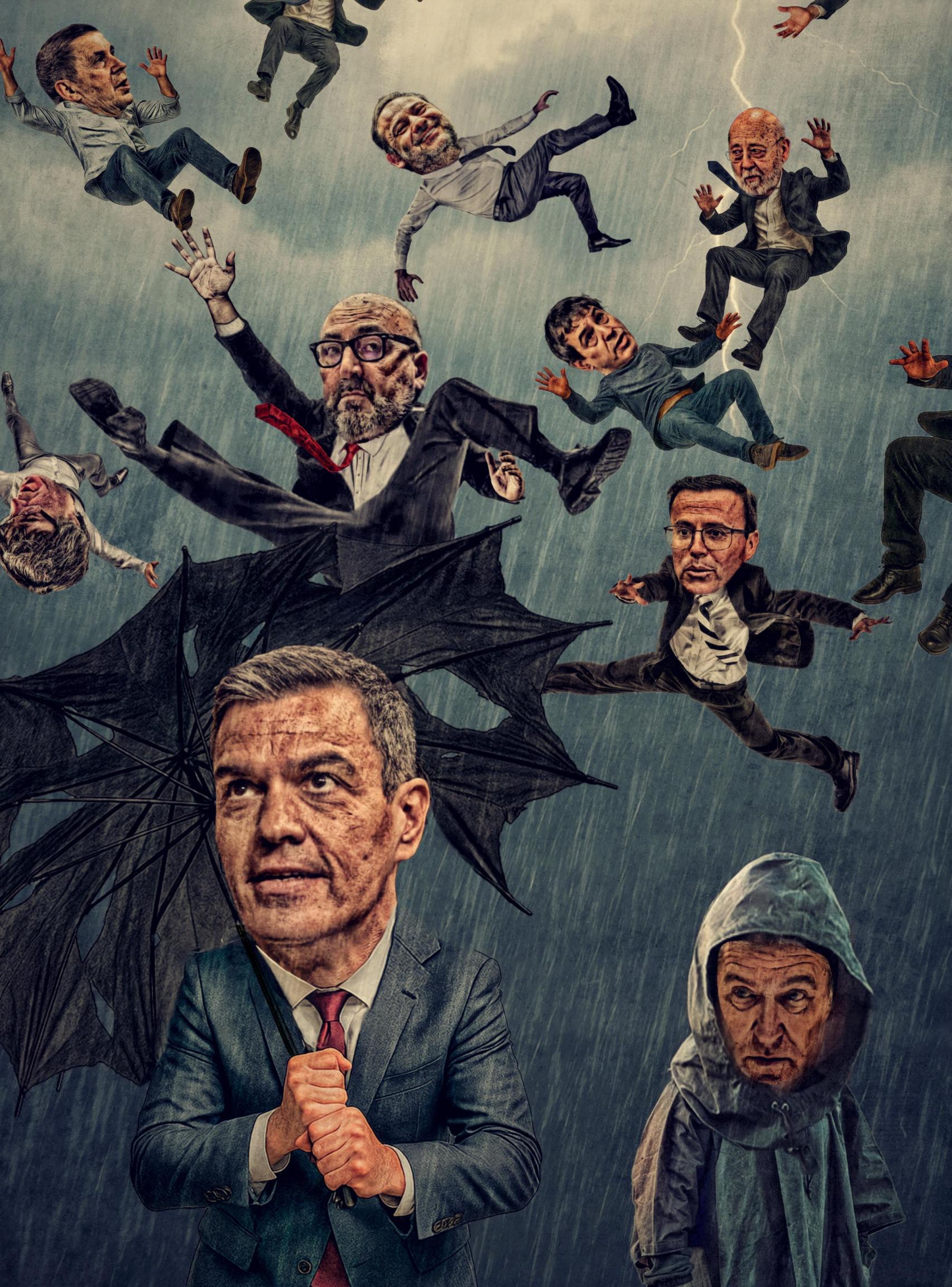 Pedro Sánchez resiste a la lluvia de escándalos que cae sobre él.