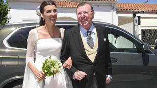 César Cadaval, con su hija Patricia, el día de su boda.