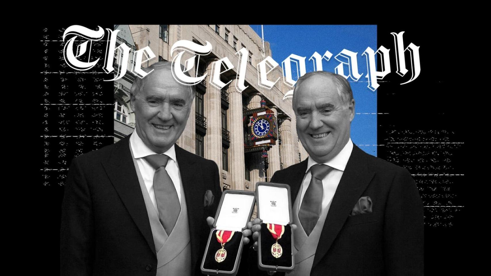 Montaje con los gemelos David y Frederick Barclay.