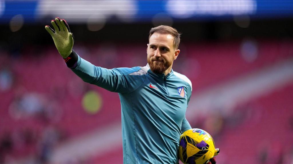 Jan Oblak, durante el calentamiento previo al Atlético de Madrid-Real Betis del pasado sábado.