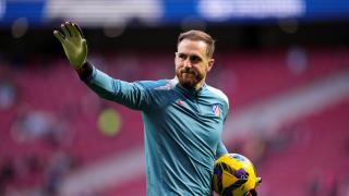 Jan Oblak, durante el calentamiento previo al Atlético de Madrid-Real Betis del pasado sábado.