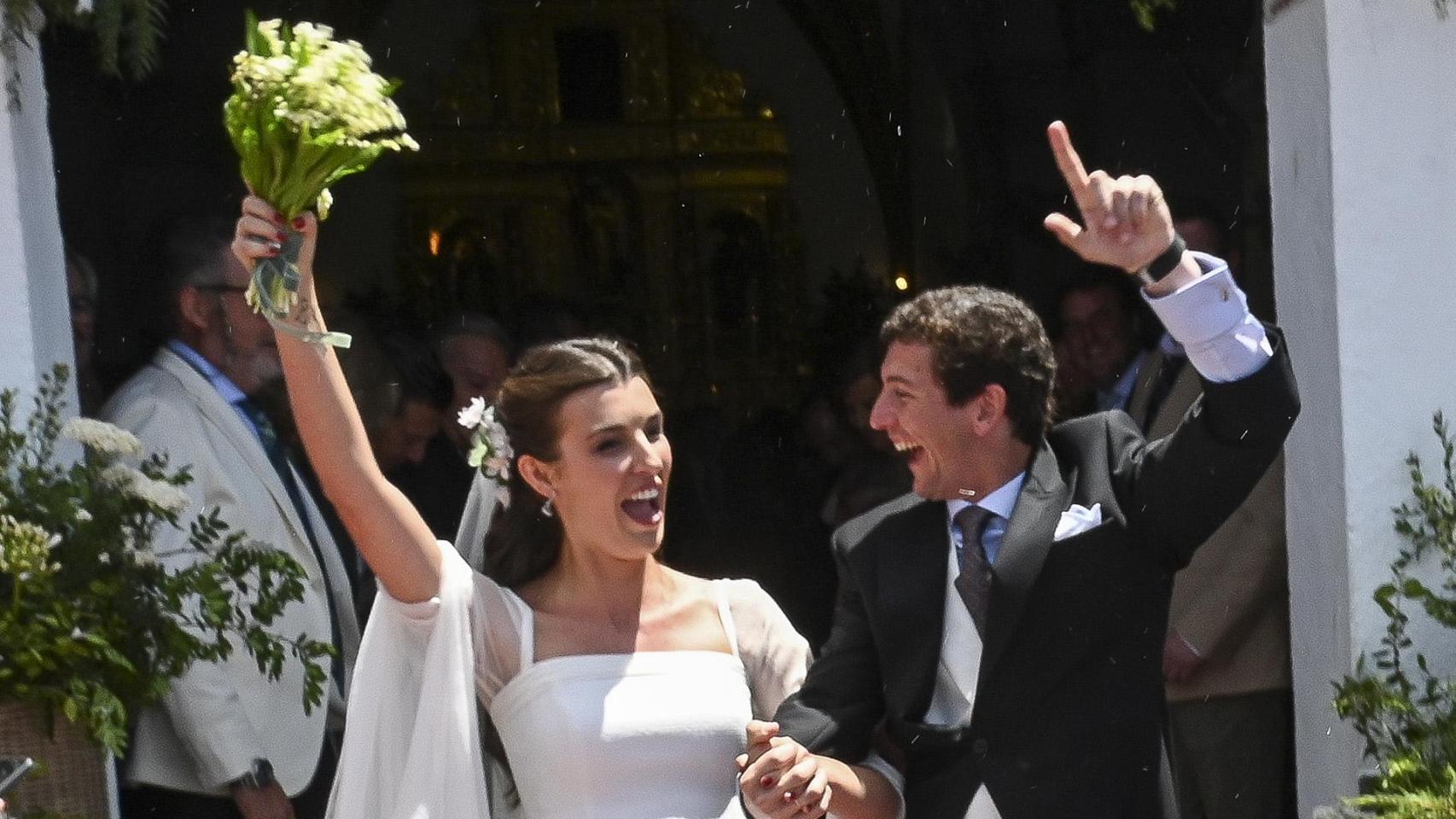Patricia, hija de César Cadaval, en su boda con Pablo Cacace Vaca, en Sevilla.