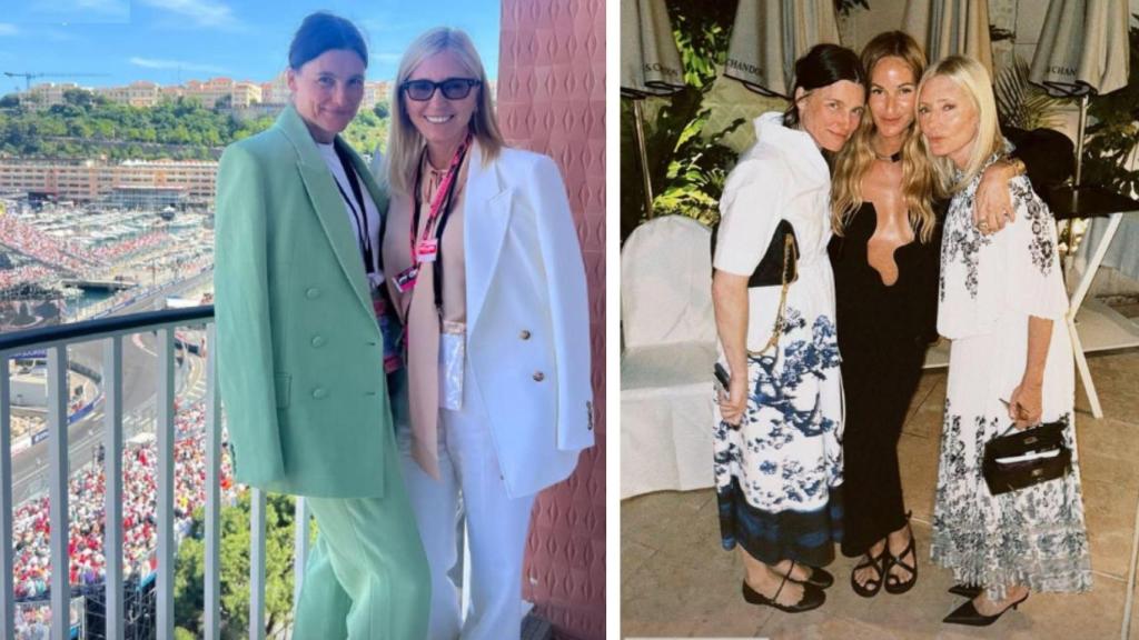 Marie Chantal, con varias amigas, en Mónaco. Una de ellas es la fotógrafa alemana Kimi Spencer-Churchill.