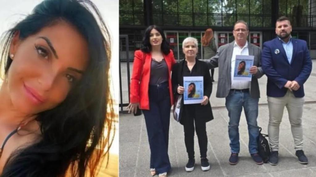Una imagen de la difunta Sara Gómez, junto a una foto de sus padres, Damián y Felisa, y de sus hermanos, Rubén y Nora, el pasado abril, en una de sus últimas reuniones en el Ministerio de Sanidad.